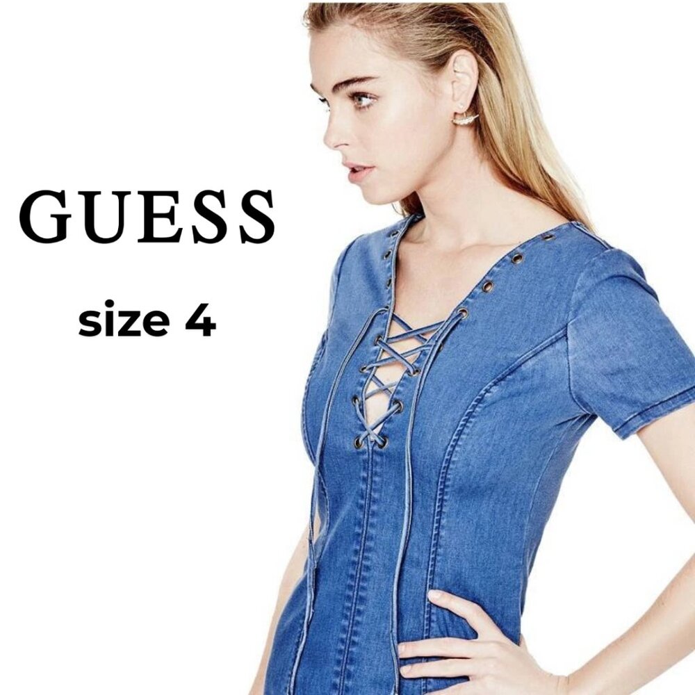 GUESS SHALAY DENIM DRESS - Picture 2 of 13